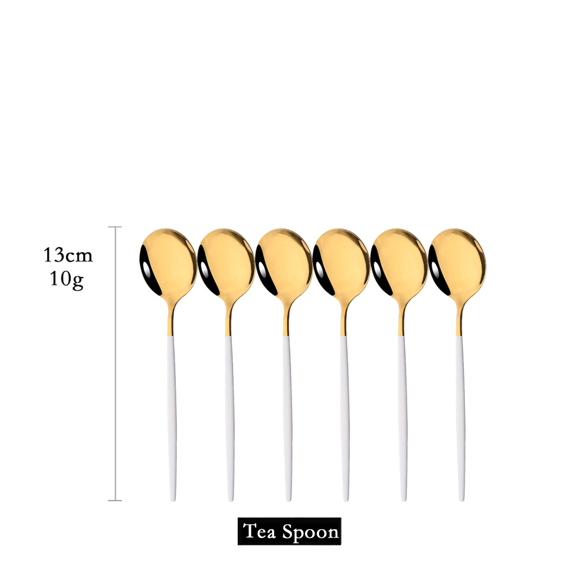 Coffee Tea And Sugar Set - 6 pezzi specchio oro bianco cucchiaio
