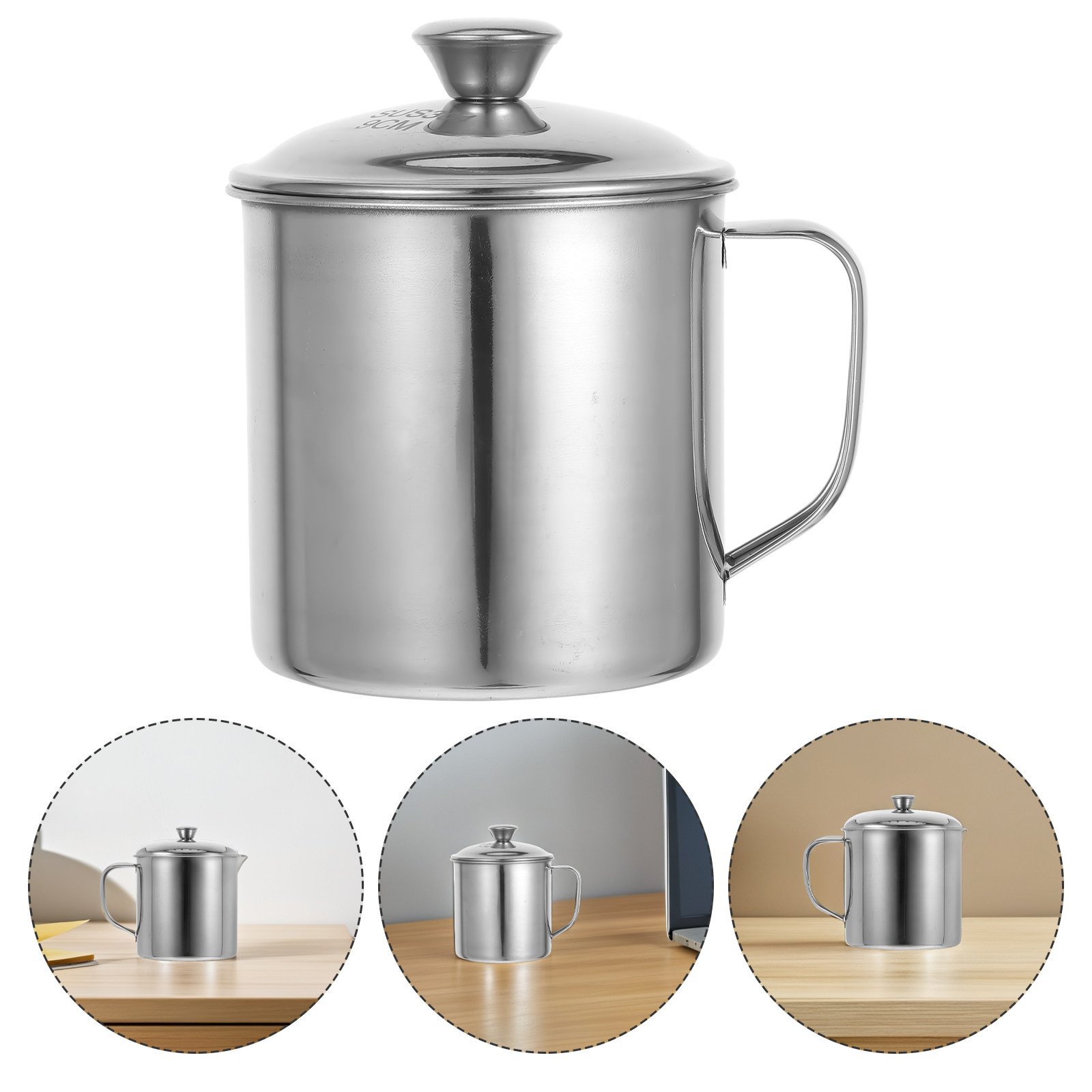 Coffee Tea & Jane - Tazza in acciaio inossidabile con coperchio,